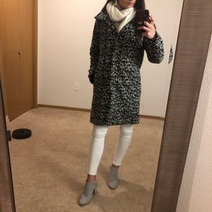 Leopard animal print wool blend light coat
